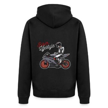 Moto Lifestyle / Moto / Moto motard - Veste à capuche bio Premium Unisexe - noir - Dos - Nico (187cm)