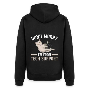 Don't Worry I'm From Tech Support Computer - Unisex Premium Bio Zip Hoodie - Schwarz - Hinten - Nico (187cm)