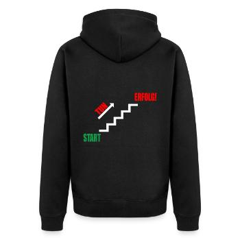 Treppe Erfolg durch Tun - Unisex Premium Bio Zip Hoodie - Schwarz - Hinten - Nico (187cm)