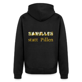 kamillen statt pillen - Unisex Premium Bio Zip Hoodie - Schwarz - Hinten - Nico (187cm)