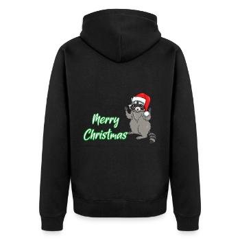 Joyeux Noël raton laveur avec bonnet de père Noël - Veste à capuche bio Premium Unisexe - noir - Dos - Nico (187cm)