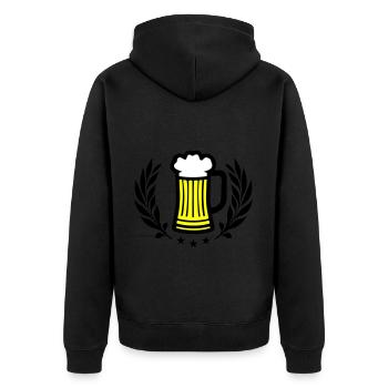 Bier Symbol Saufen - Unisex Premium Bio Zip Hoodie - Schwarz - Hinten - Nico (187cm)