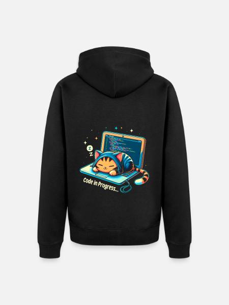 Code in Bearbeitung.. - Programming Cats - Unisex Premium Bio Zip Hoodie - Schwarz