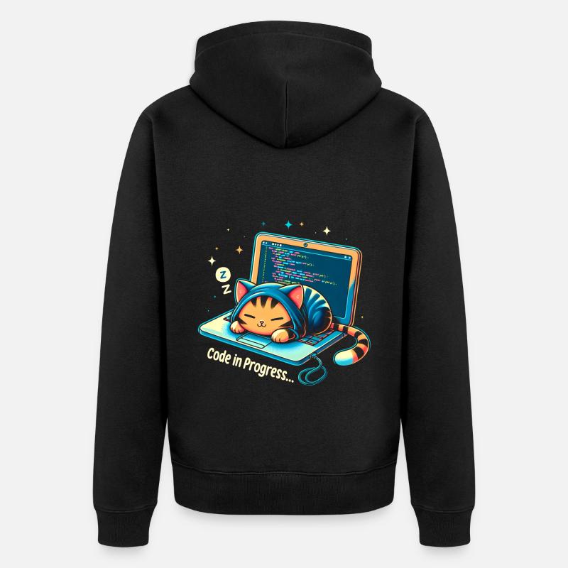 Code in progress.. - Programming Cats - Unisex Premium Organic Zip Hoodie - black