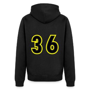 36 Number College - Unisex Premium Organic Zip Hoodie - black - Back - Nico (187cm)