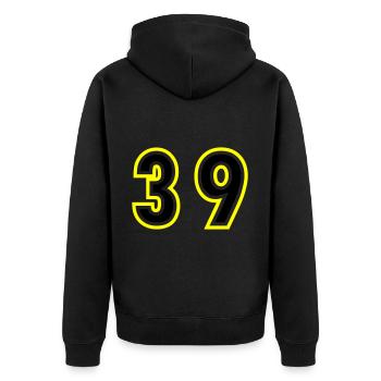 39 Number College - Unisex Premium Organic Zip Hoodie - black - Back - Nico (187cm)