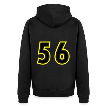 56 Number College - Unisex Premium Organic Zip Hoodie - black - Back - Nico (187cm)