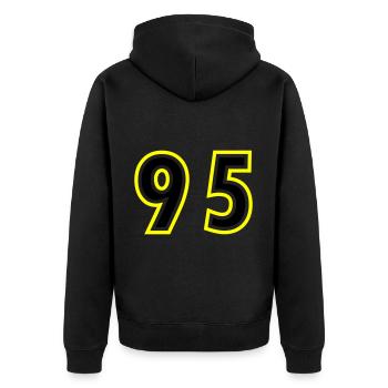 95 Number College - Unisex Premium Organic Zip Hoodie - black - Back - Nico (187cm)