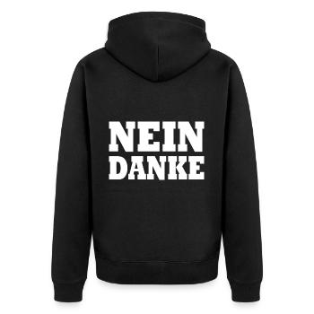 Nein danke - Unisex Premium Bio Zip Hoodie - Schwarz - Hinten - Nico (187cm)