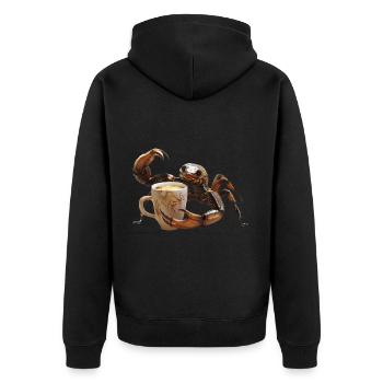 Skorpion Kaffee - Unisex Premium Bio Zip Hoodie - Schwarz - Hinten - Nico (187cm)