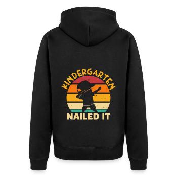 Kindergarten Nailed It - Unisex Premium Bio Zip Hoodie - Schwarz - Hinten - Nico (187cm)