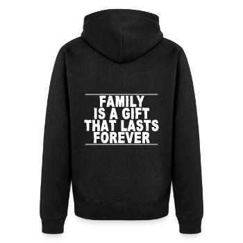 Family Is A Gift That Lasts Forever 4 - Unisex Premium Bio Zip Hoodie - Schwarz - Hinten - Nico (187cm)