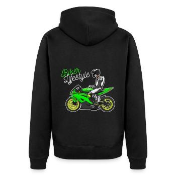Moto Lifestyle / Moto / Moto motard - Veste à capuche bio Premium Unisexe - noir - Dos - Nico (187cm)