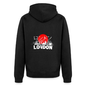 London England UK Stadt Japan Japanisch Schrift - Unisex Premium Bio Zip Hoodie - Schwarz - Hinten - Nico (187cm)