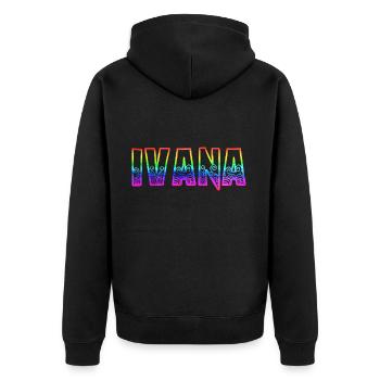 Ivana RS Arc-en-ciel - Veste à capuche bio Premium Unisexe - noir - Dos - Nico (187cm)