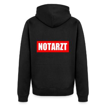 Notarzt - Unisex Premium Bio Zip Hoodie - Schwarz - Hinten - Nico (187cm)