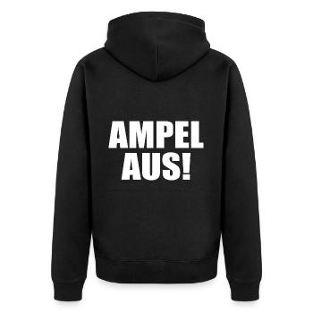 Ampel aus - Unisex Premium Bio Zip Hoodie - Schwarz - Hinten - Nico (187cm)