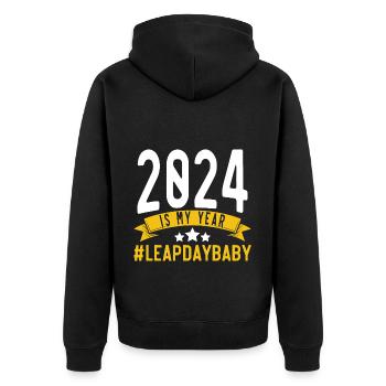 Happy Birthday Schaltjahr 29. Februar Schalttag - Unisex Premium Bio Zip Hoodie - Schwarz - Hinten - Nico (187cm)