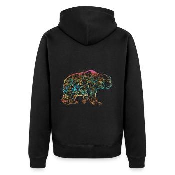 Bear Splash - Unisex Premium Organic Zip Hoodie - black - Back - Nico (187cm)