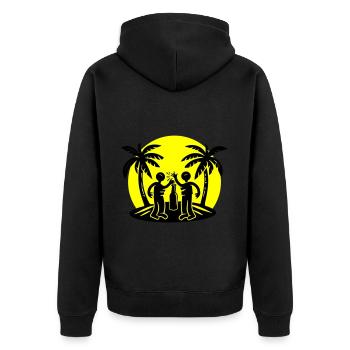 Insel Strand Party Drinking - Unisex Premium Bio Zip Hoodie - Schwarz - Hinten - Nico (187cm)