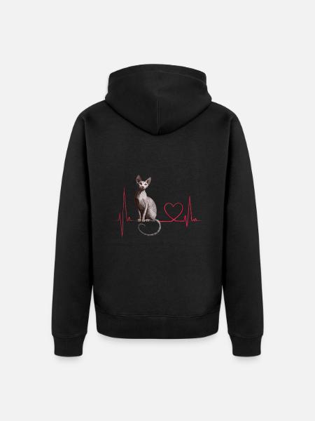 Cats Heartbeat Gift - Unisex Premium Organic Zip Hoodie - black