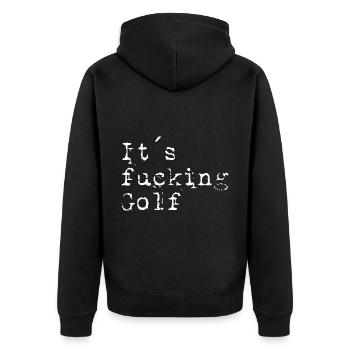 its fucking golf white - Unisex Premium Organic Zip Hoodie - black - Back - Nico (187cm)