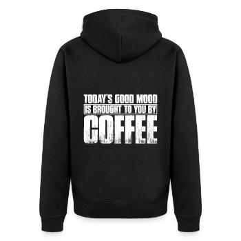 Today's Good Mood Is Brought To You By Coffee 4 - Unisex Premium Bio Zip Hoodie - Schwarz - Hinten - Nico (187cm)