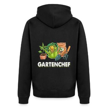 Gartenchef Gartenarbeit Gärtner Hobbygärtner Hobby - Unisex Premium Bio Zip Hoodie - Schwarz - Hinten - Nico (187cm)