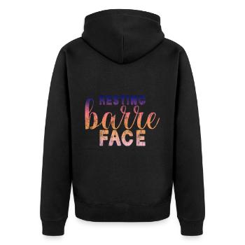 Resting Barre Face 3 - Unisex Premium Bio Zip Hoodie - Schwarz - Hinten - Nico (187cm)