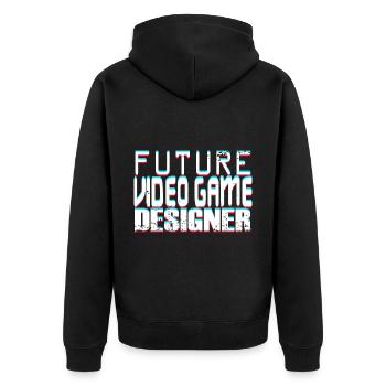 Future Video Game Designer - Unisex Premium Bio Zip Hoodie - Schwarz - Hinten - Nico (187cm)