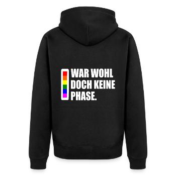 war wohl doch keine phase - Unisex Premium Bio Zip Hoodie - Schwarz - Hinten - Nico (187cm)