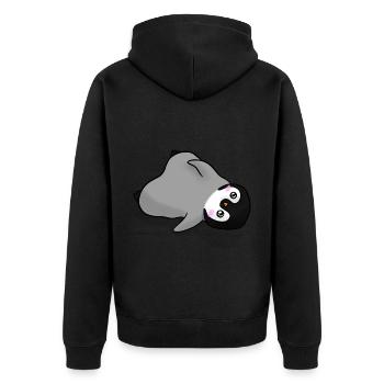 Kawaii Pinguin Anime - Unisex Premium Bio Zip Hoodie - Schwarz - Hinten - Nico (187cm)