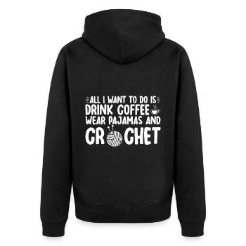 Tout ce que je veux, c’est boire du café - Veste à capuche bio Premium Unisexe - noir - Dos - Nico (187cm)