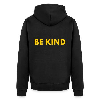 Be kind - Unisex Premium Organic Zip Hoodie - black - Back - Nico (187cm)
