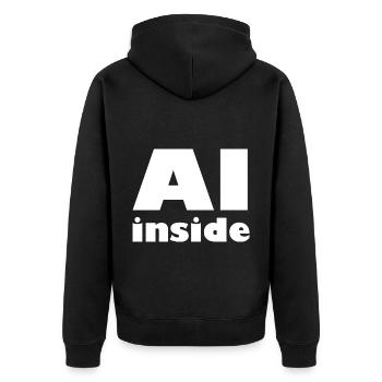 Clever - Unisex Premium Bio Zip Hoodie - Schwarz - Hinten - Nico (187cm)