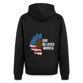 Our Beloved Murica Patriotic American Patriotism - Unisex Premium Organic Zip Hoodie - black - Back - Nico (187cm)
