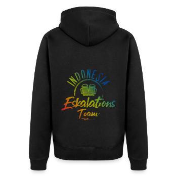 Indonesia Escalation - Unisex Premium Organic Zip Hoodie - black - Back - Nico (187cm)