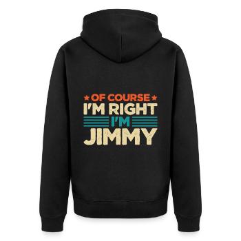 Natürlich habe ich Recht, Jimmy - Unisex Premium Bio Zip Hoodie - Schwarz - Hinten - Nico (187cm)