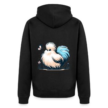 Silkie Chicken Fluffy Chicken Silkies - Unisex Premium Bio Zip Hoodie - Schwarz - Hinten - Nico (187cm)