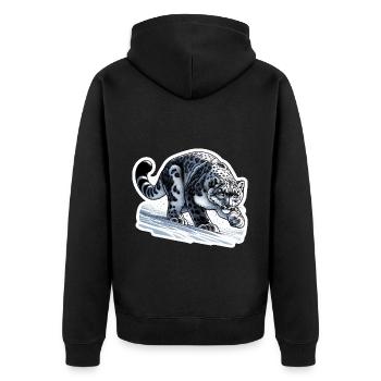Schneeleopard Leopard Weißer Leopard - Unisex Premium Bio Zip Hoodie - Schwarz - Hinten - Nico (187cm)