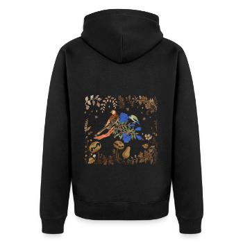 faune, oiseaux, oiseaux, fleurs, flore, nature - Veste à capuche bio Premium Unisexe - noir - Dos - Nico (187cm)