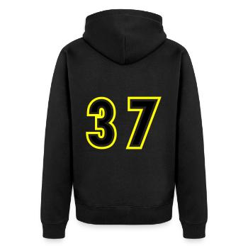 37 Number College - Unisex Premium Organic Zip Hoodie - black - Back - Nico (187cm)