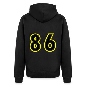 86 Nombre Collège - Veste à capuche bio Premium Unisexe - noir - Dos - Nico (187cm)