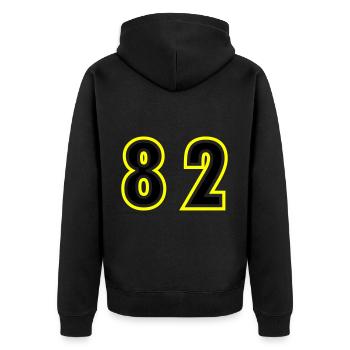 82 Nombre Collège - Veste à capuche bio Premium Unisexe - noir - Dos - Nico (187cm)
