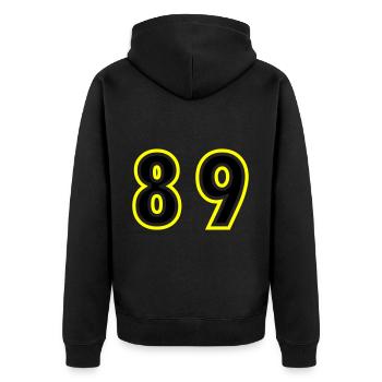89 Number College - Unisex Premium Organic Zip Hoodie - black - Back - Nico (187cm)