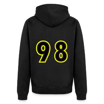 98 Number College - Unisex Premium Organic Zip Hoodie - black - Back - Nico (187cm)