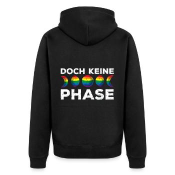 Mondphase Regenbogenflagge Pride Month Geschenk - Unisex Premium Bio Zip Hoodie - Schwarz - Hinten - Nico (187cm)