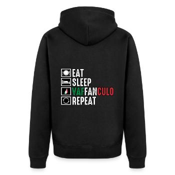 Italien Italiener Vaffanculo - Unisex Premium Bio Zip Hoodie - Schwarz - Hinten - Nico (187cm)