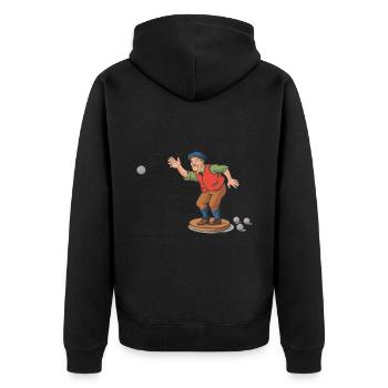 Franzose spielt Petanque für einen Petanque - Unisex Premium Bio Zip Hoodie - Schwarz - Hinten - Nico (187cm)
