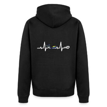 Plongeur Plongée Heartbeat ECG Heart Line Heart - Veste à capuche bio Premium Unisexe - noir - Dos - Nico (187cm)